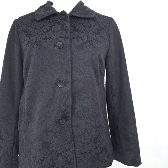 J. Jill Black 6 Petite Button Front JAquard Damask Blazer Jacket - Picture 4 of 9
